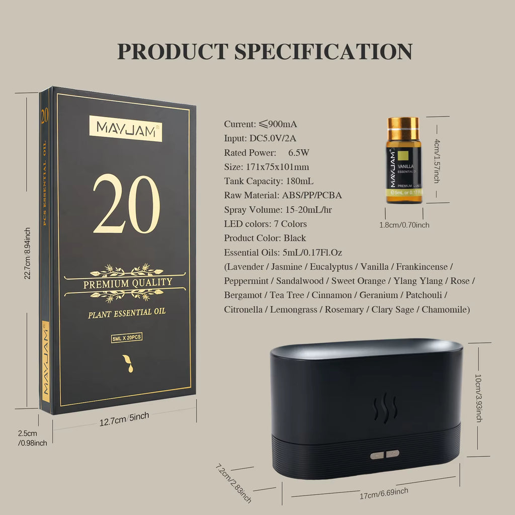 Flame Diffuser & Essential Oils Collection (20 pcs)